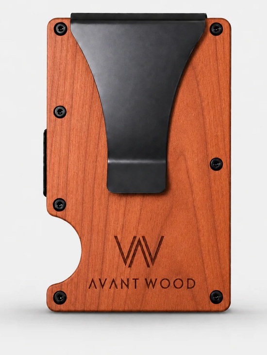 Avant Wood Other - NIB AVANT WOOD CHERRY WOOD - CARD HOLDER METAL CLIP
